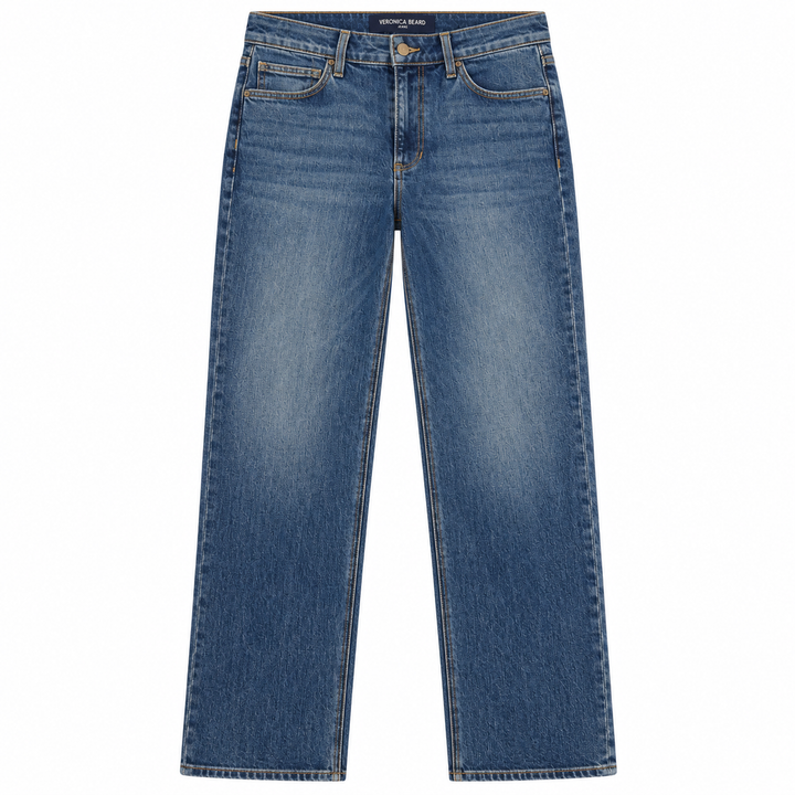 Veronica Beard Leah Mid-Rise Straight-Leg Jeans in Equinox Blue - 27