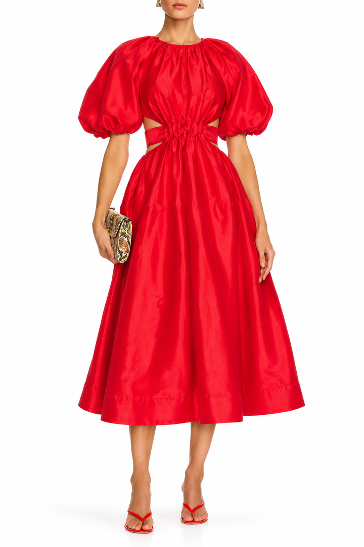 Aje Mimosa Cut Out Midi Dress, Scarlet Red - 8
