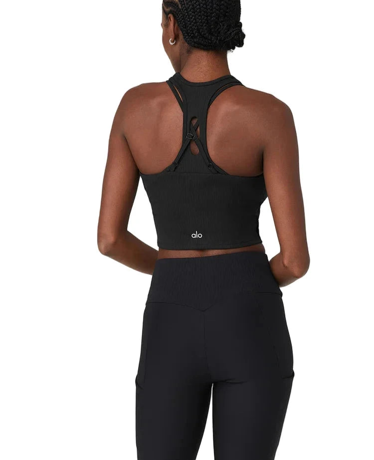 Alo Ribbed Airlift Enchanted Bra Tank - L