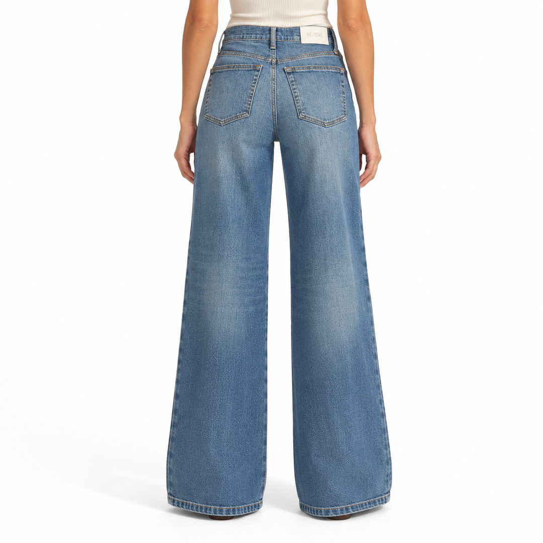 RE/DONE Mid Rise Wide Leg Jeans, Blasted - 26