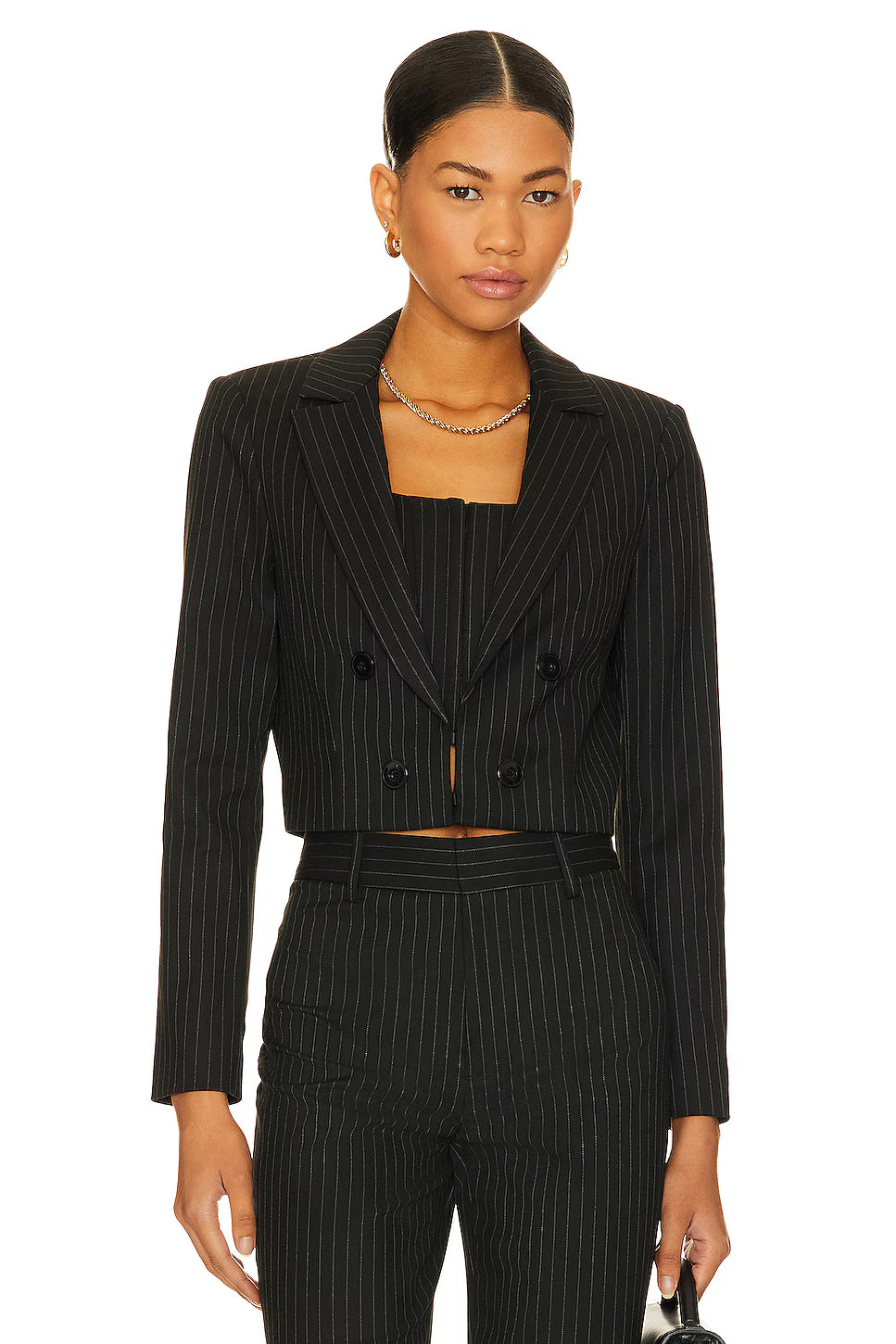 Alice + Olivia Mya Cropped Notch Collar Fitted Blazer - 0