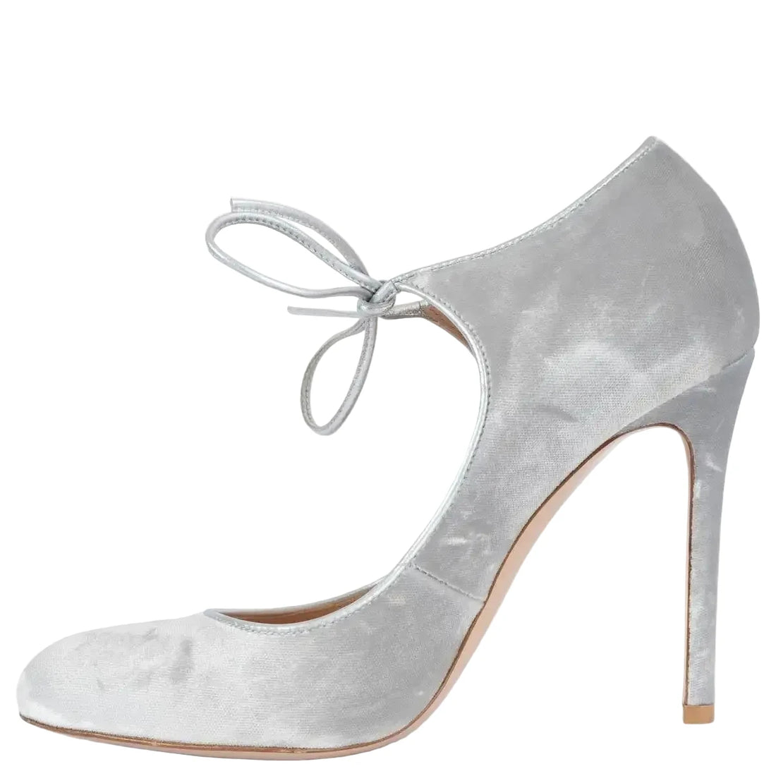 GIANVITO ROSSI JOLENE silver velvet pumps- 39
