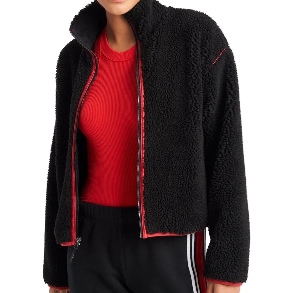 Bandier All Access Black Sherpa Cropped Fleece - XS