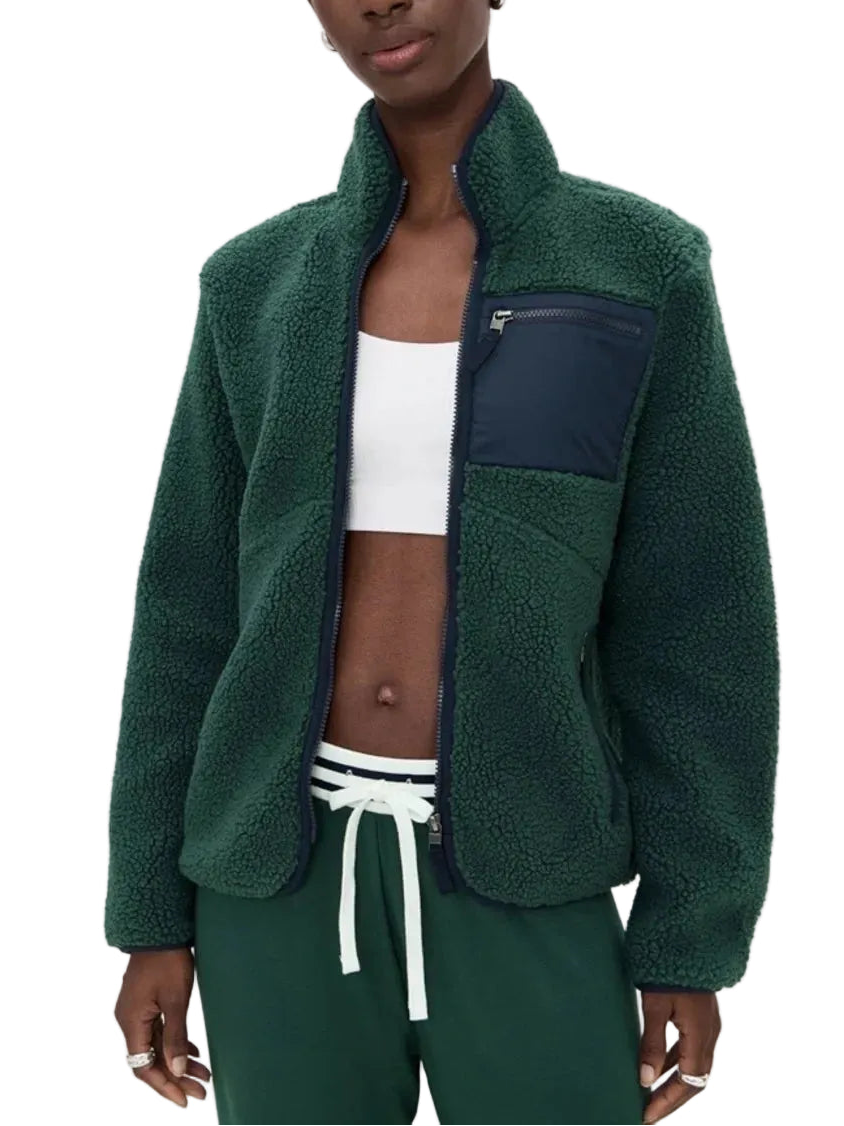 Splits59 Harris Sherpa Jacket in Military/Indigo Green - XS