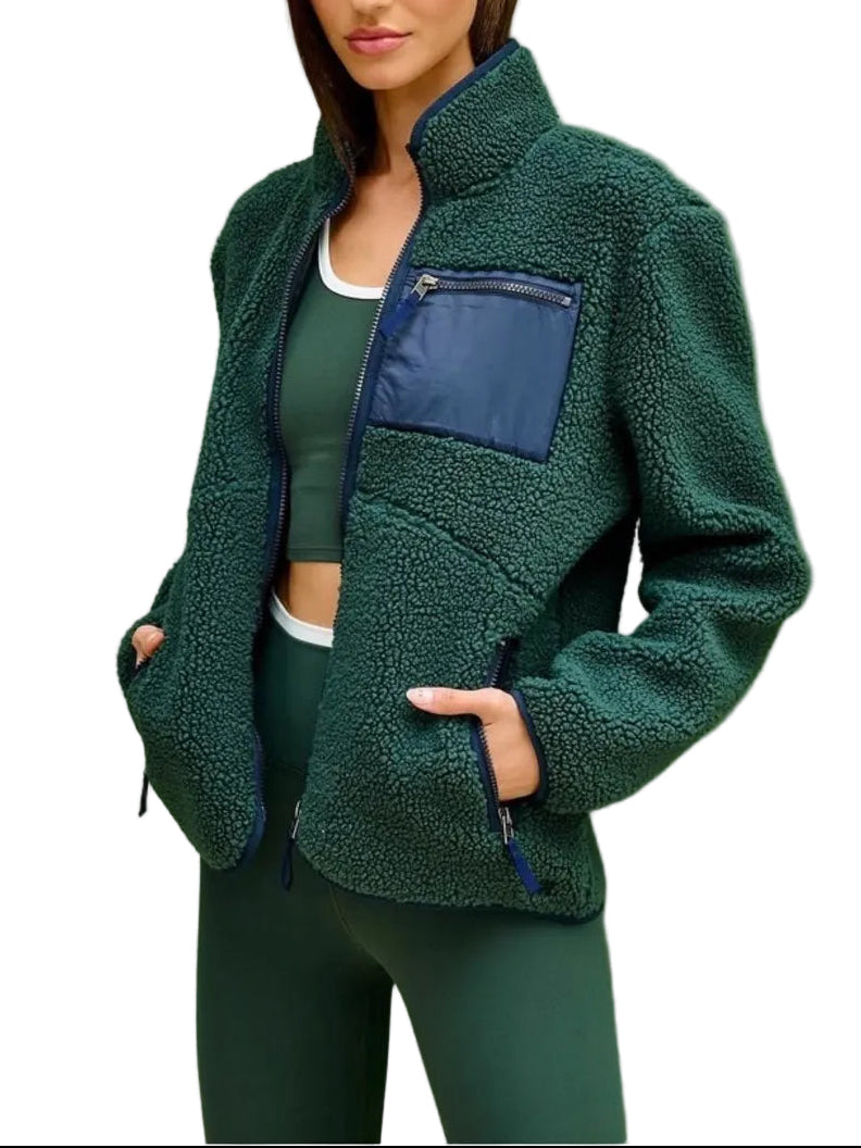 Splits59 Harris Sherpa Jacket in Military/Indigo Green - XS