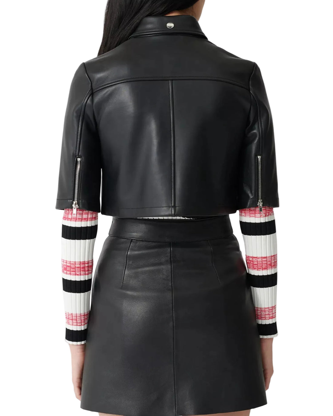 Maje Brittany Cropped Leather Jacket - 36