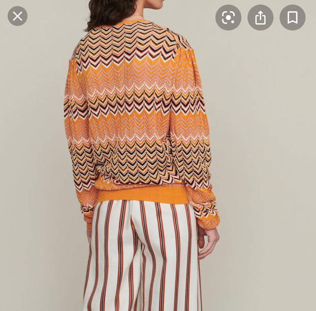 Maje Macha Geo-pattern Sweater In Orange - 1