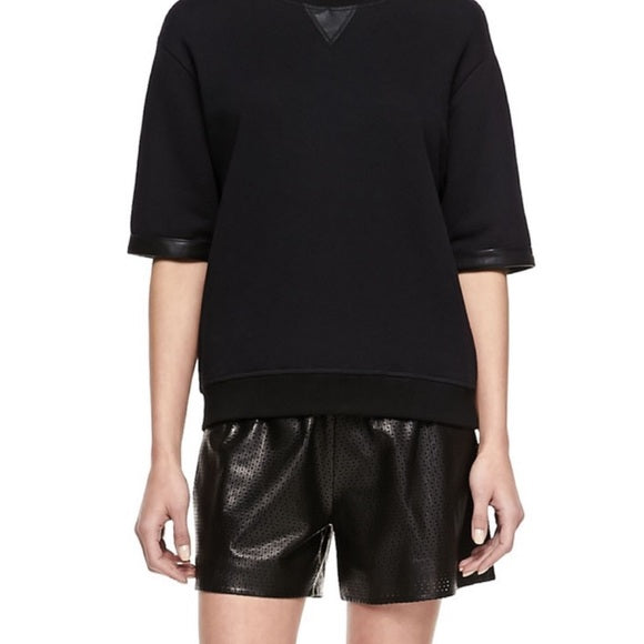 Vince Black Perforated Leather Boxer Shorts