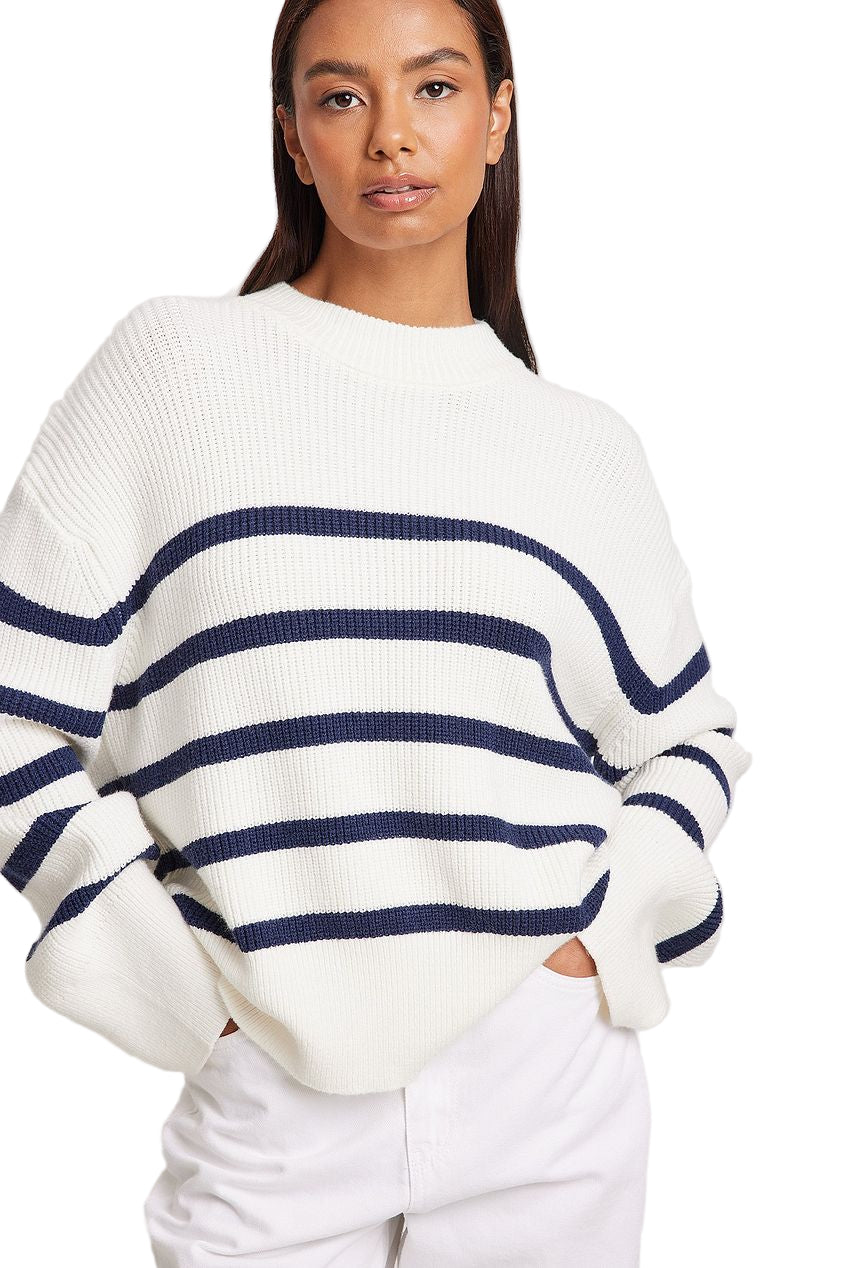 NA-KD Knitted Striped Sweater - S