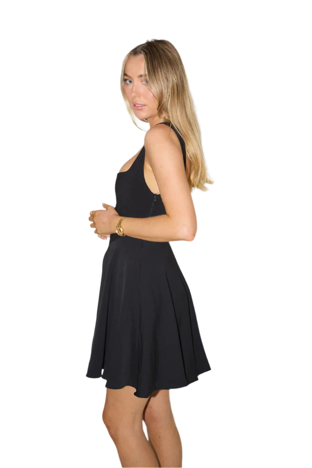 The Ultimate Muse High Waist Square Neck Mini Dress- XS