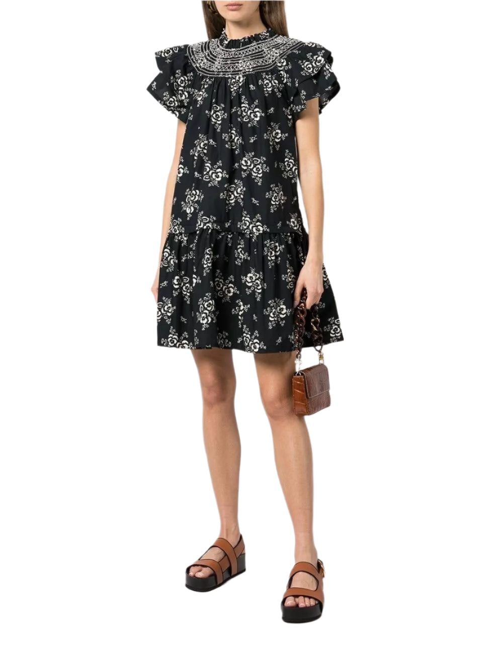Sea New York Alessia Floral Smocked Tunic Dress - XS