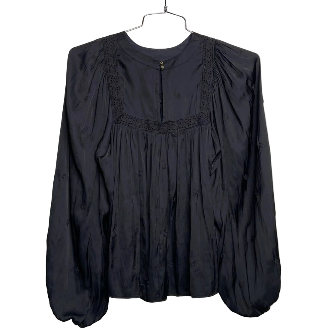 Ulla Johnson Black Eyelet Boho Peasant Blouse - 0