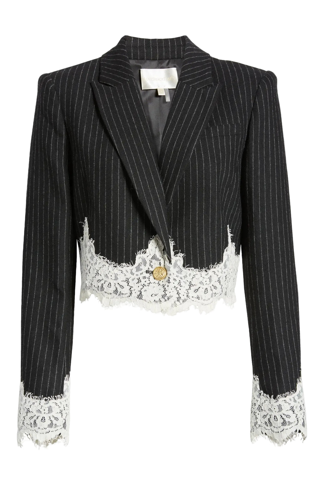 LoveShackFancy - Icarus Pinstripe Lace Trim Crop Jacket - 0