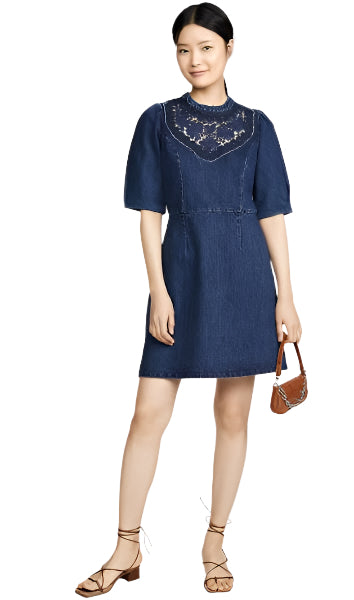 Sea New York Olivia Soutach Trim Denim Mini Dress - 6