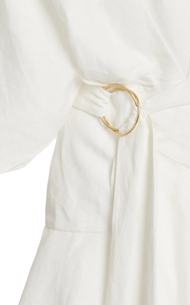 Significant Other Olivia Linen-Blend Mini Wrap Dress- Size 4