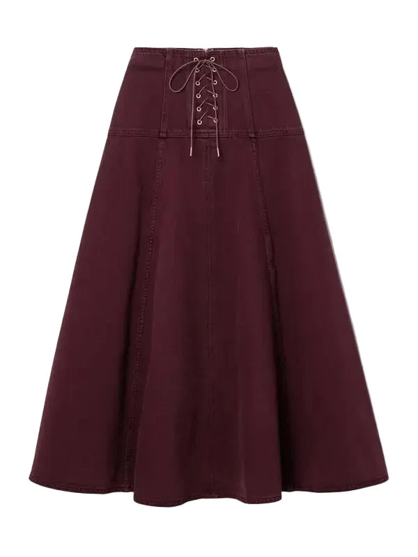 Ulla Johnson The Estelle Lace-Up Denim Midi Skirt - 00