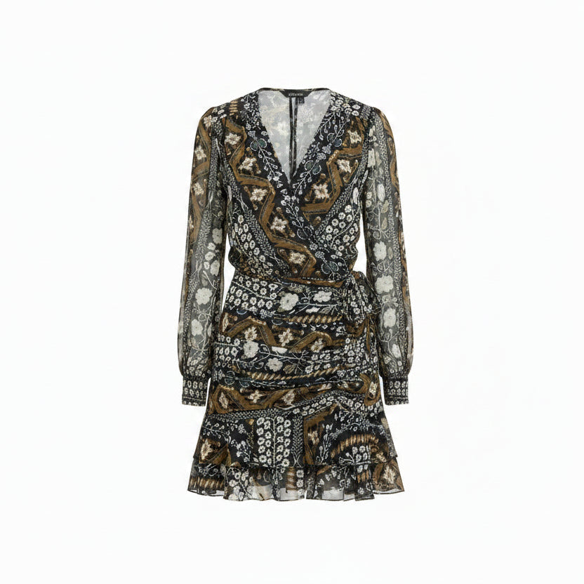 Veronica Beard Edison Ruched Printed Chiffon Dress - 2