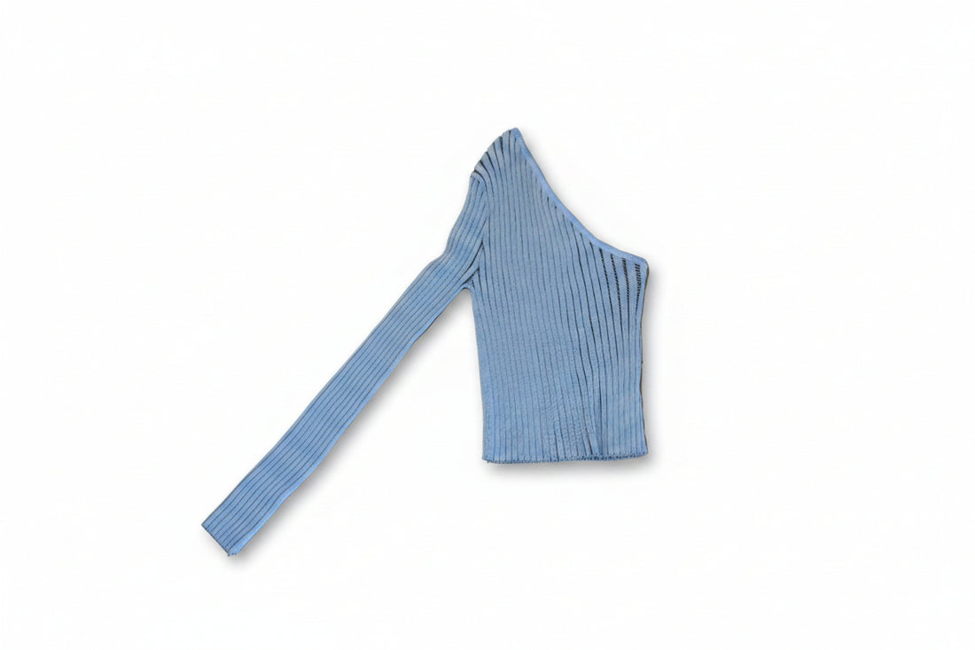 Zara Asymmetric Knit Ribbed Top - S